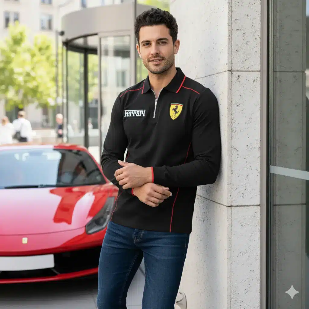 Premium Men's Long Sleeve Polo FERRARI-YVWYB-FRR1551103 - Image 3