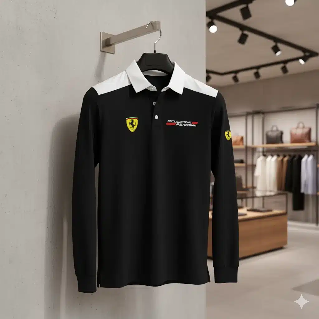 Premium Men's Long Sleeve Polo FERRARI-YVWYB-FRR11102002 - Image 2