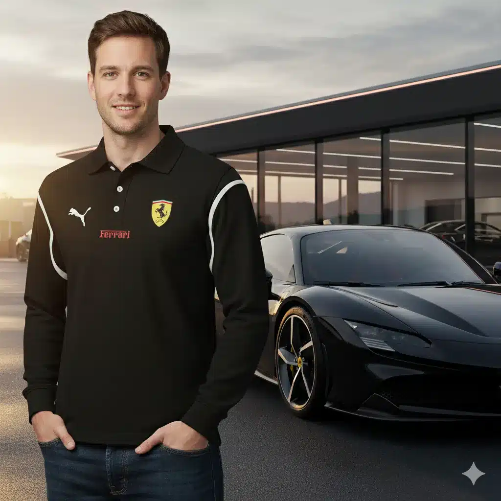 Premium Men's Long Sleeve Polo FERRARI-YVWYB-FRR11102003 - Image 4