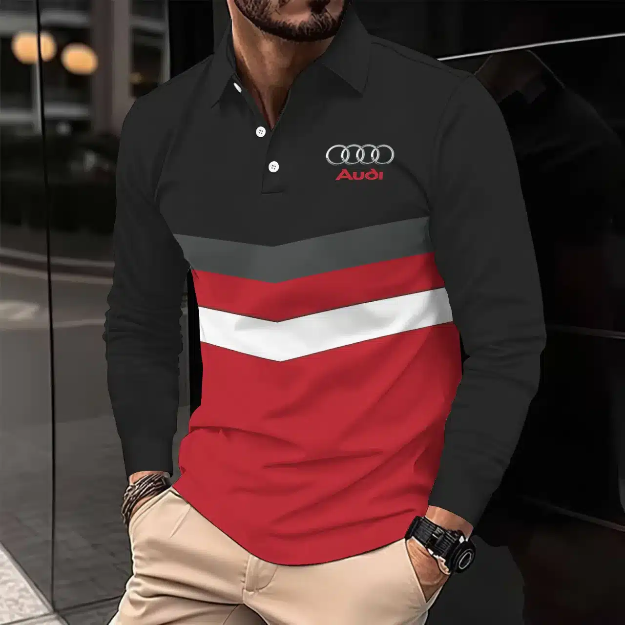 Premium AUDI Men's Long Sleeve Polo ETX-YVWYB-AUD0041891