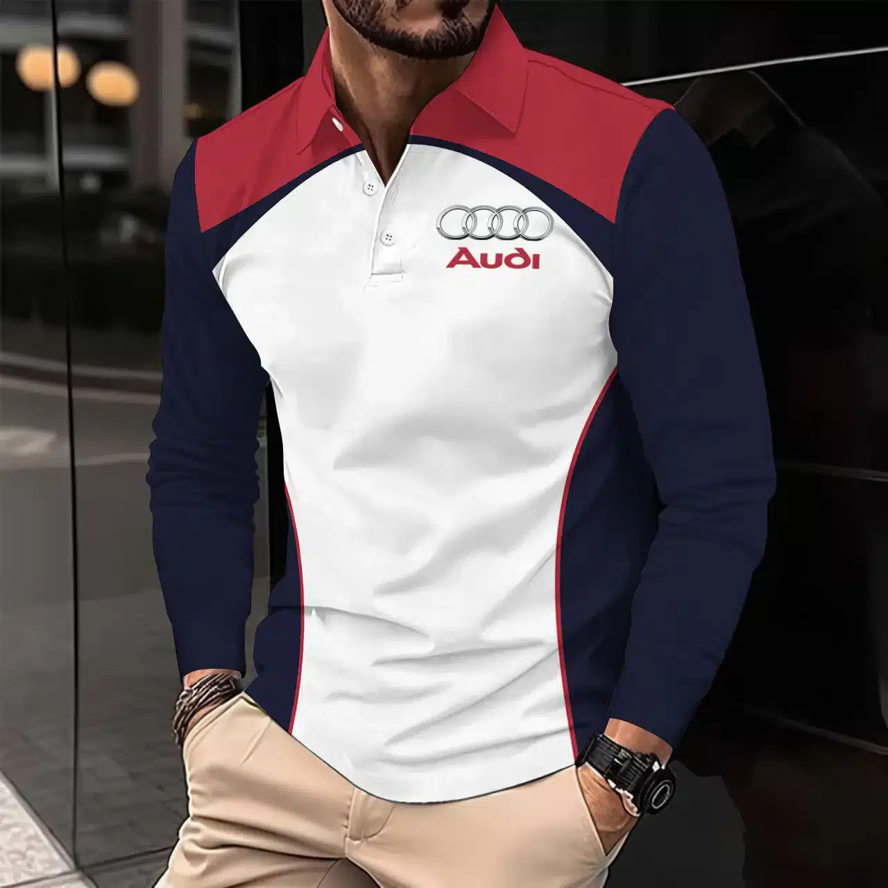 Premium AUDI Men's Long Sleeve Polo ETX-YVWYB-AUD0041895